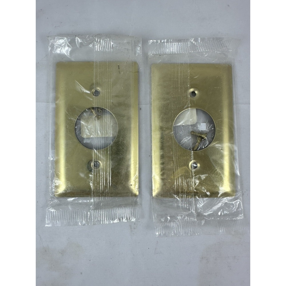 Pass & Semour/Legrand 1-Gang Brass Single Receptacle Wall Plates SB7-PB Set Of 2
